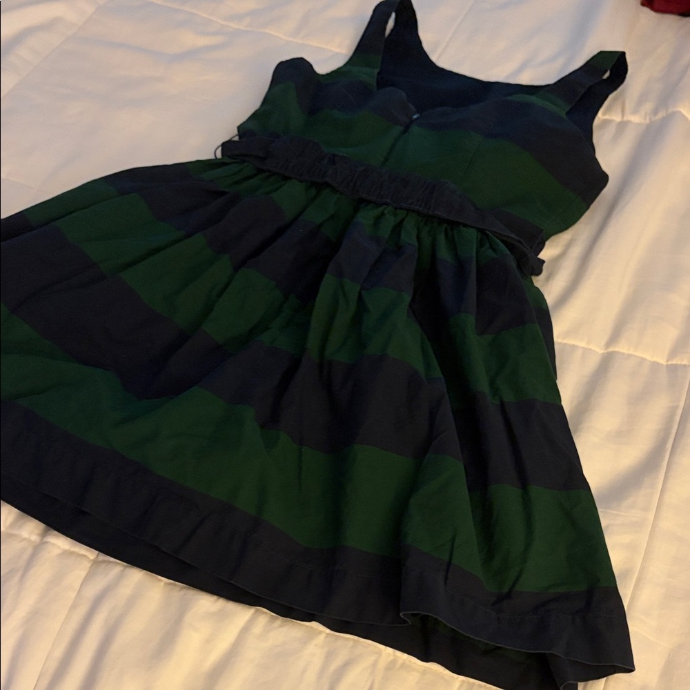 Abercrombie & Fitch Navy/Green Striped Girls Formal Dress With Waist Bow Size 10 - Picture 8 of 10